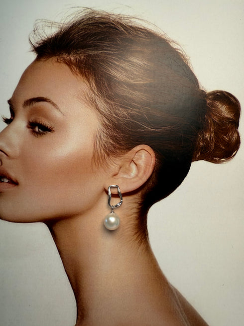 Edison Pearl Drop Silver Earrings